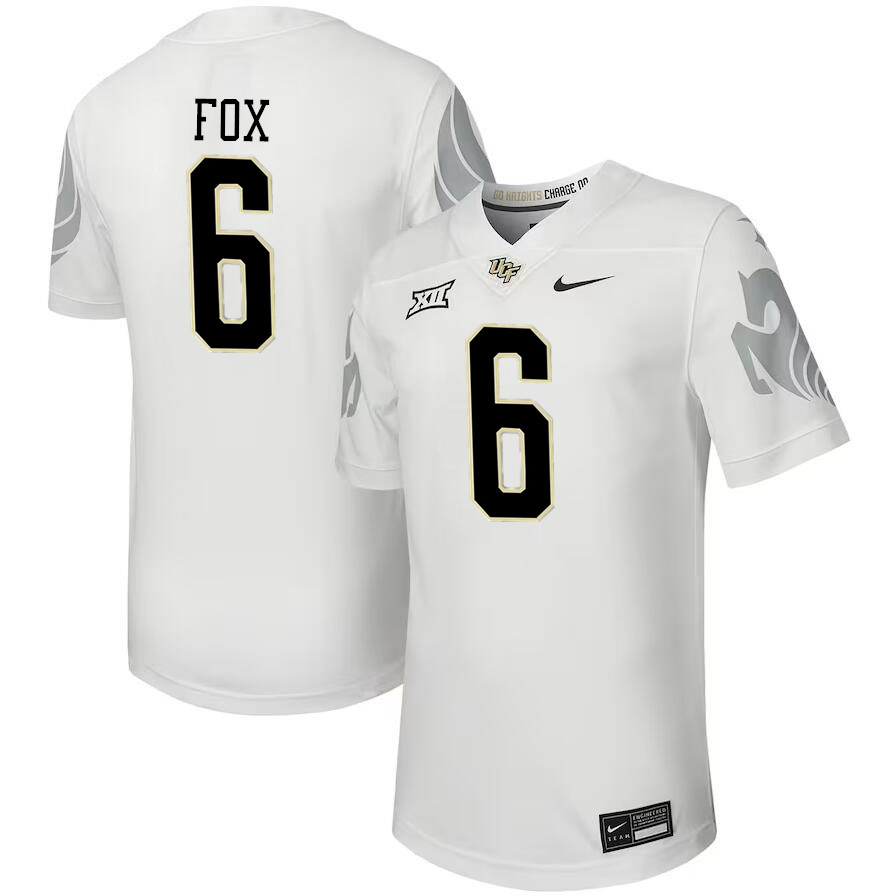 Men #6 Kylan Fox UCF Knights Big 12 Conference College Football Jerseys Stitched-Black